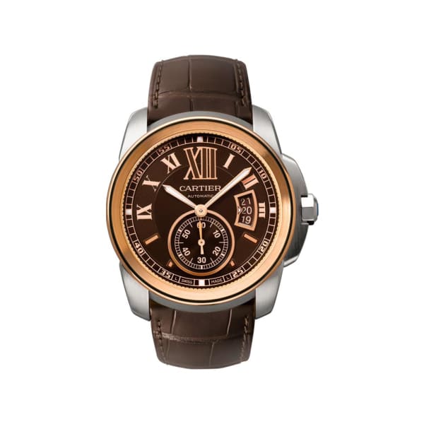 Cartier, Calibre de Cartier, Brown Dial Pink Gold Bezel Automatic Mens Watch, Ref. # W7100051