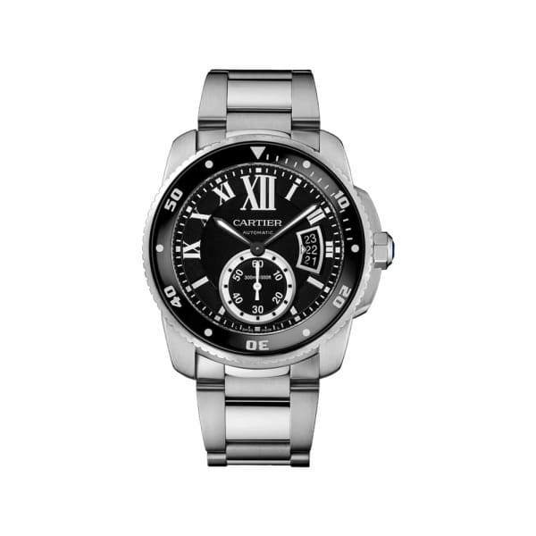 Cartier, Calibre de Cartier, Diver Black Dial Steel Mens Watch, Ref. # W7100057