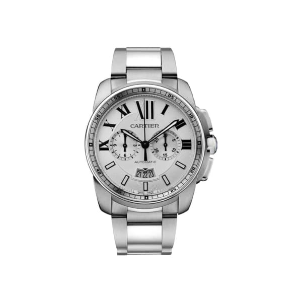 Cartier, Calibre de Cartier, Silver Dial Chronograph Automatic Mens Watch, Ref. # W7100045