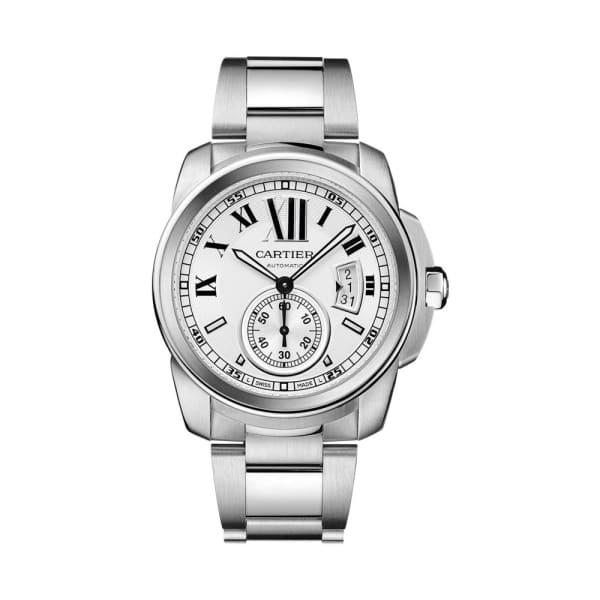 Cartier, Calibre de Cartier, Silver Dial Stainless Steel Automatic Mens Watch, Ref. # W7100015