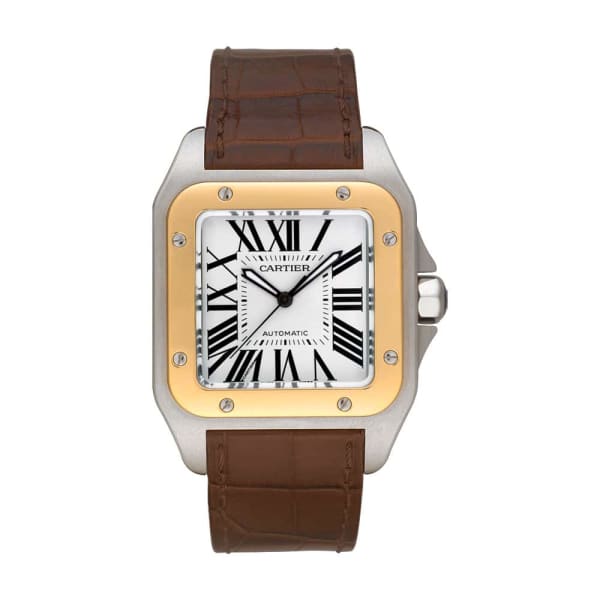 Cartier, Santos 18kt Yellow Gold and Steel Mens Watch, Ref. # W20072X7