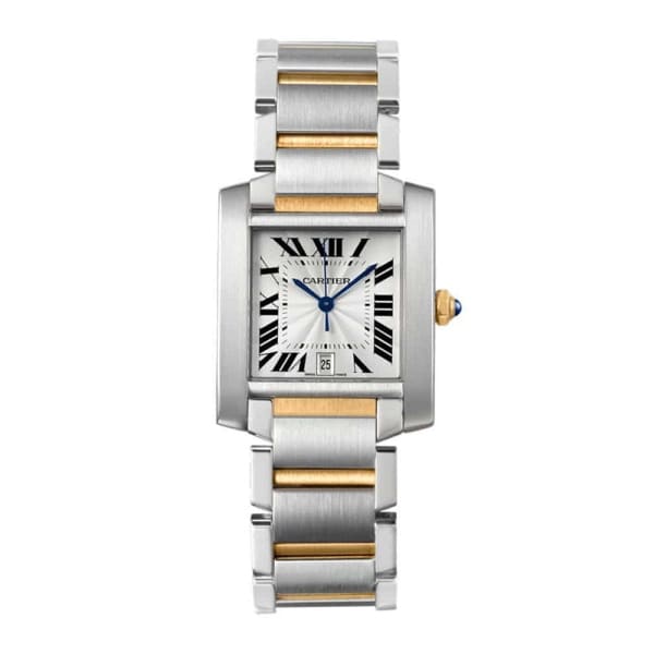 Cartier Tank Francaise Steel and Yellow Gold Sliver Roman Dial Large Size  Automatic Watch W51005Q4