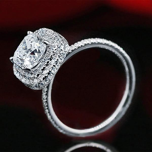Certified 14k White Gold Engagement ring with Center 1.66ct Cushion cut Diamond DS-30005