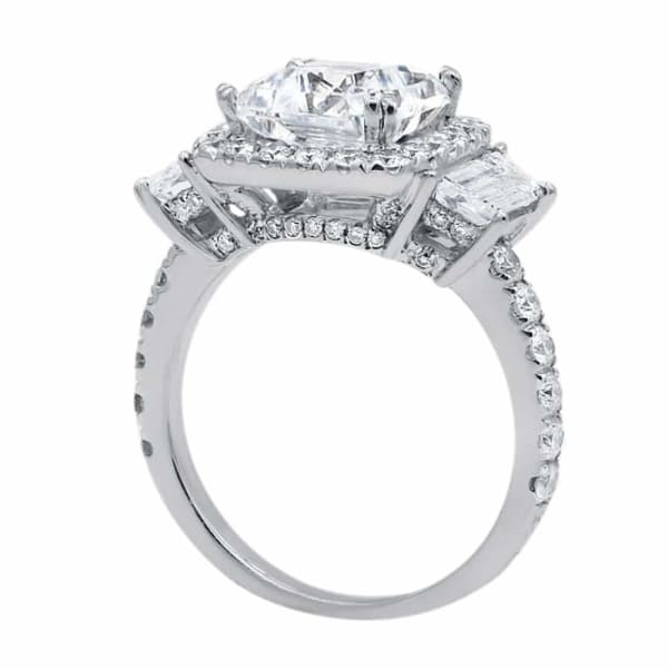 Certified 14k White Gold Engagement ring with Center 2.53ct Cushion cut Diamond and side Diamonds Eng-50000, Profile