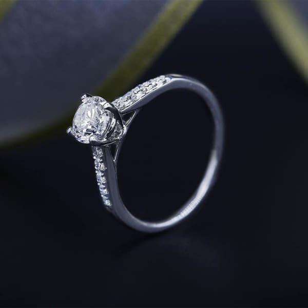 Certified 14k White Gold Engagement Ring with Solitaire 1.08ct Round Cut Diamond ENG-14000, side