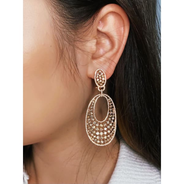 Charming 18k Rose Gold Diamond Pave Earrings with 7.13ct 