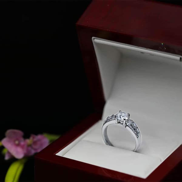 Charming Engagement Ring with Center Round 1.08ct Diamond and side Diamonds RN-10000, Ring in packing