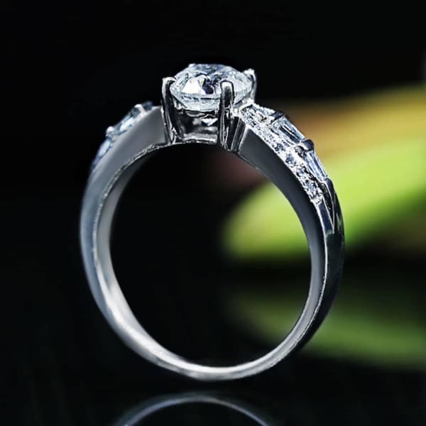 Charming Engagement Ring with Center Round 1.08ct Diamond and side Diamonds RN-10000