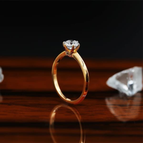Charming Rose Gold engagement ring with Center Round cut Diamond ENG-10001, Profile, side
