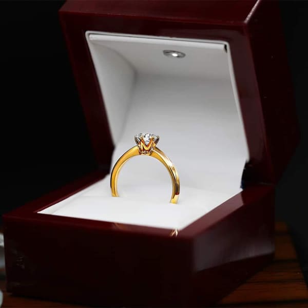 Charming Rose Gold engagement ring with Center Round cut Diamond ENG-10001, Ring in packing