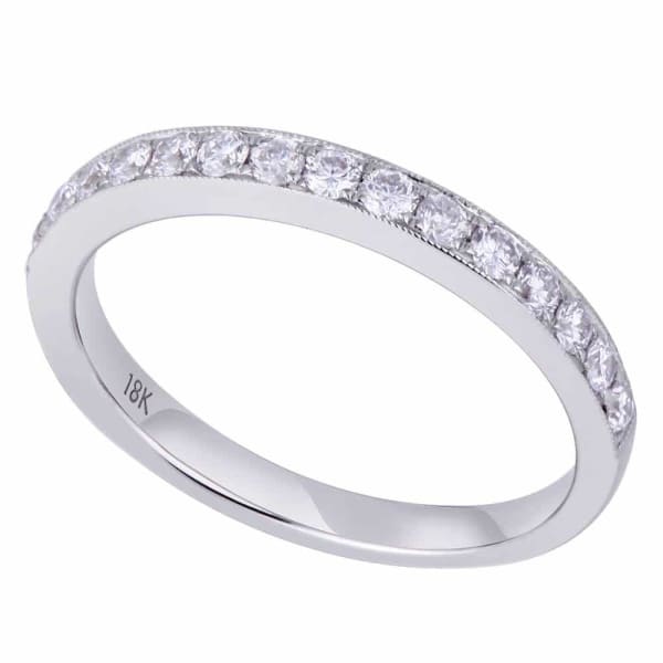 Classic and clean design sparkling 18K white gold band with .44ct white round diamonds KR09821B1A, Main view