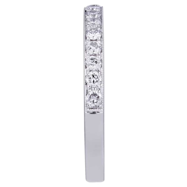 Classic and clean design sparkling 18K white gold band with .44ct white round diamonds KR09821B1A, Side edge