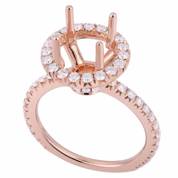 Classic elegant halo setting 18k rose gold ring .85ct diamonds KR12106XD200, Main view