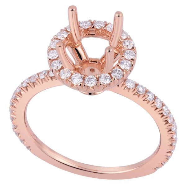 Classic elegant halo setting 18k rose gold ring with .55ct diamonds KR12106XD100, Main view
