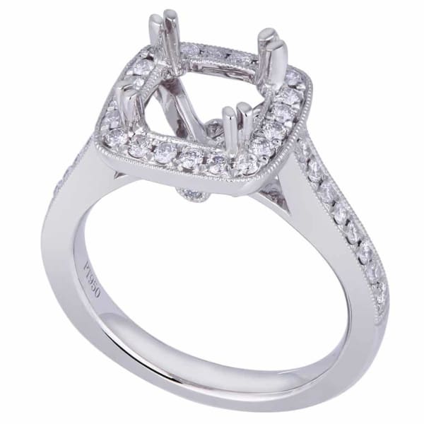 Classic elegant halo setting 18k white gold ring with .44ctw diamonds KR08665XD150,  Main view