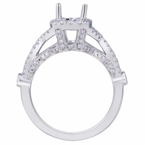 Classic elegant halo setting 18k white gold ring with .55ctw diamonds KR13011XD100, Profile