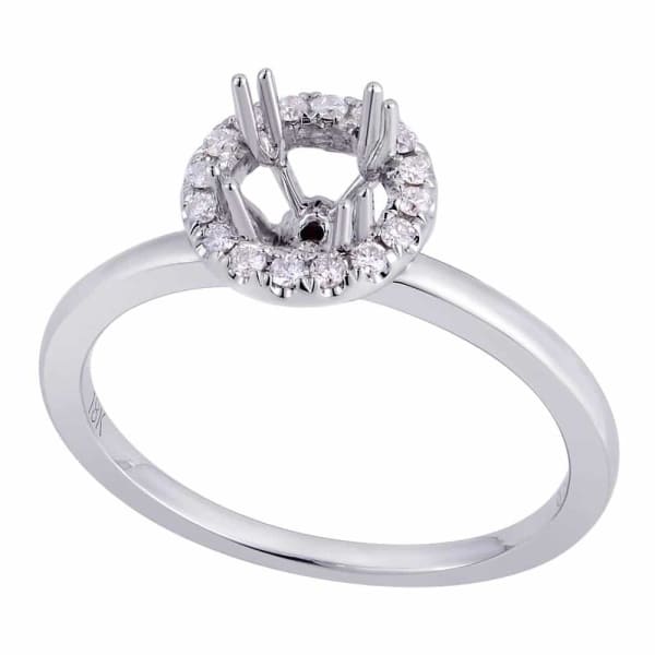 Classic feminine halo setting 18k white gold ring with .13ct diamonds KR12479XD50, Main view