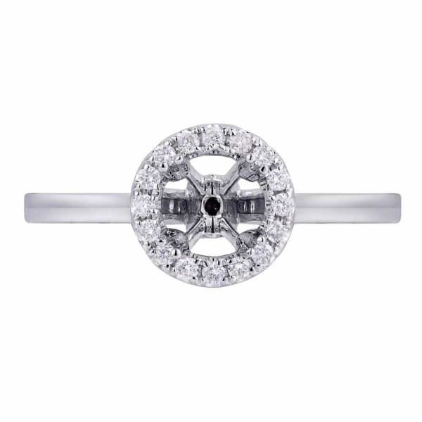 Classic feminine halo setting 18k white gold ring with .13ct diamonds KR12479XD50