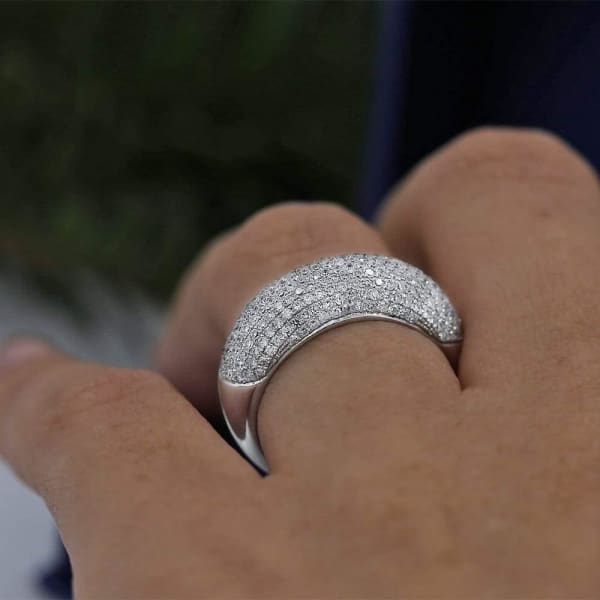 Classic Half-Way 14k White Gold Diamond ring features 1.25ct of Total Diamonds BA-3005, Ring on a finger