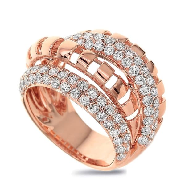 Cocktail Ring With 2.10ct. of Total Diamond Weight ALR-14864, 18k Everose Gold