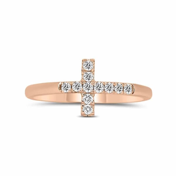 Cross Ring With 0.17ct. of Total Diamond Weight ALR-7382-SP, 18k Everose Gold