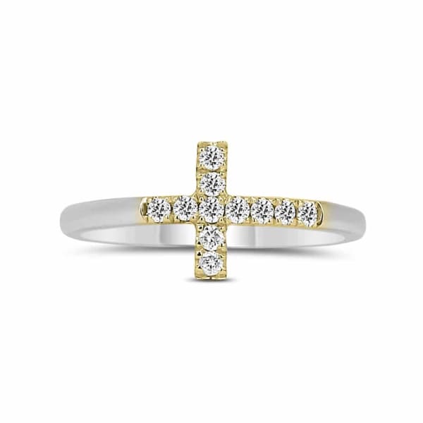 Cross Ring With 0.17ct. of Total Diamond Weight ALR-7382-SP, 18k White Gold