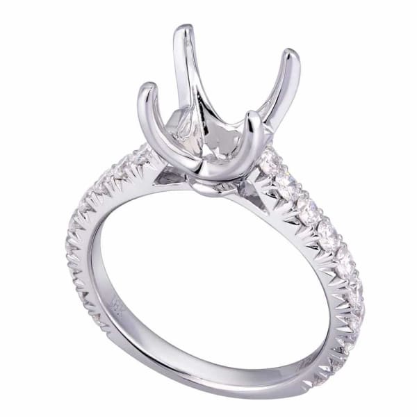 Delicate classic design solitaire setting white gold ring with dazzling .81ctw white diamonds KR11015XD200, Main view