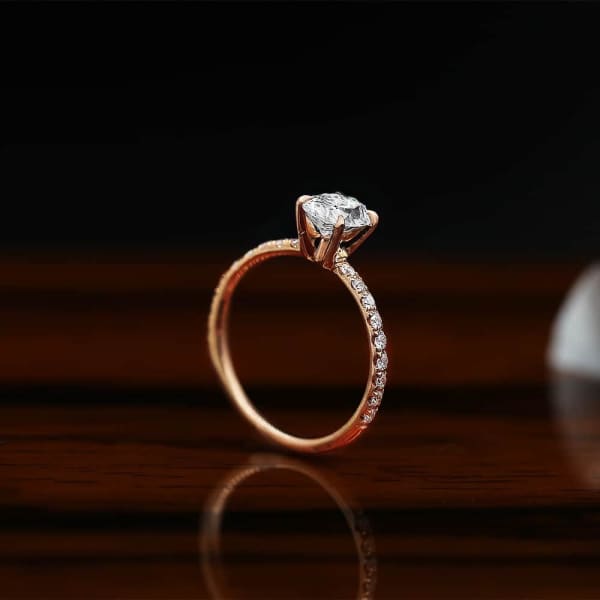 Delicate Rose Gold Engagement ring features oval 1.01ct Diamond ENG-10005, Profile