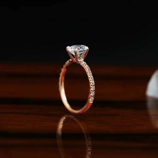 Delicate Rose Gold Engagement ring features oval 1.01ct Diamond ENG-10005, Main view
