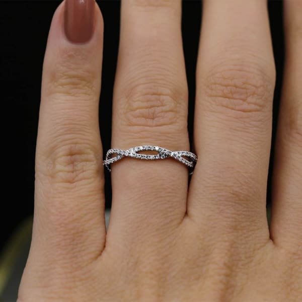 Diamond Eternity band with total 0.42ct of Round cut Diamonds KR10597A4-1, Ring on a finger, Full face