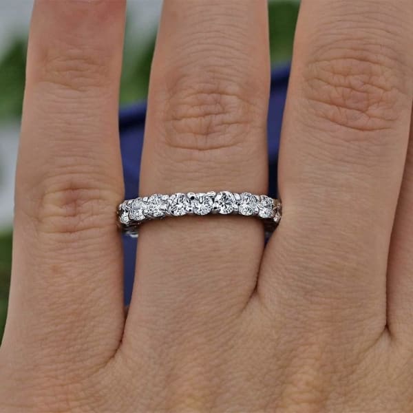 Diamond Eternity band with total 2.50ct of Round cut Diamonds ET-7500, Ring on a finger