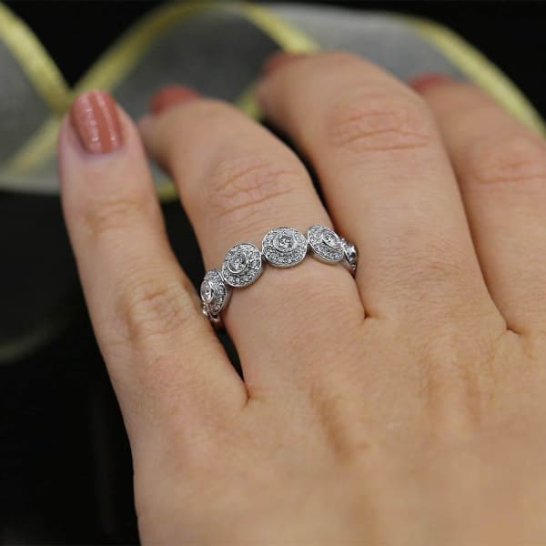 Diamond Eternity Wedding band with total 1.00ct of Round cut Diamonds B-6525, Ring on a finger