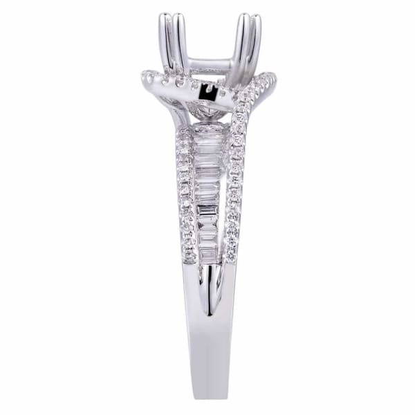 Dramatic special design halo setting 18k white gold ring with .76ct diamonds KR09799XD75M, Side edge