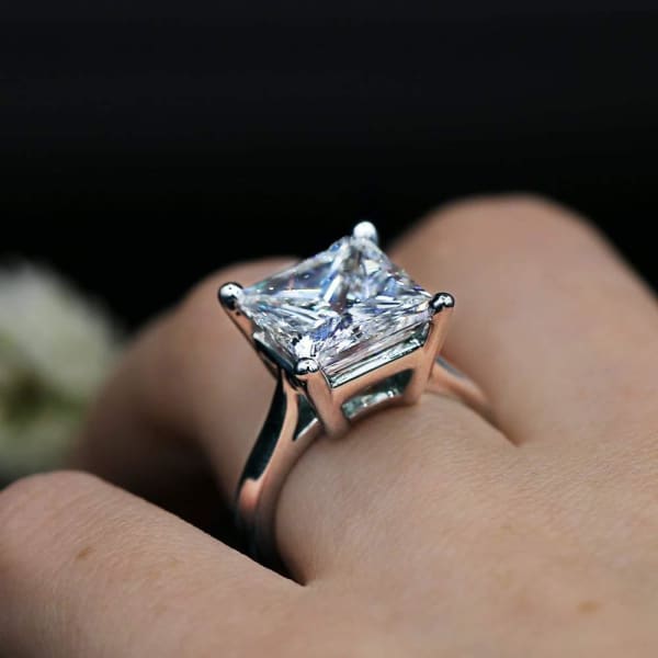 Dream 7.03ct Princess cut Diamond set in 14k White Gold Engagement ring 104231, enlarged image    