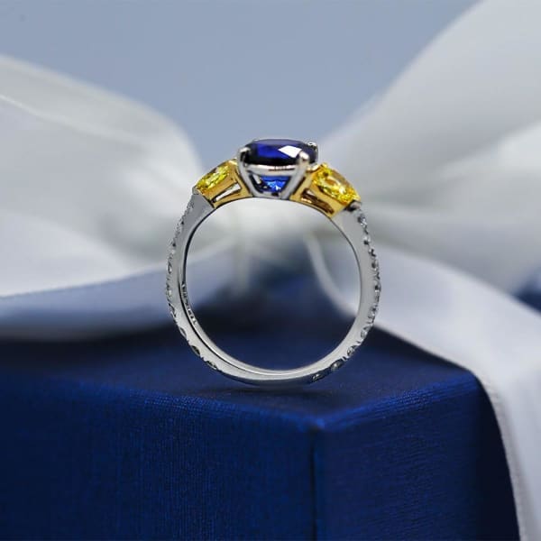 Elegant Engagement Ring with 2.00ct Center Blue Sapphire and two Diamonds ENG-12503, Profile