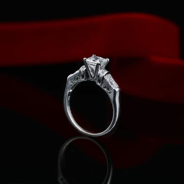 Elegant Engagement Ring with Center 1.30ct Princess Cut Diamond DS-4562500, Side