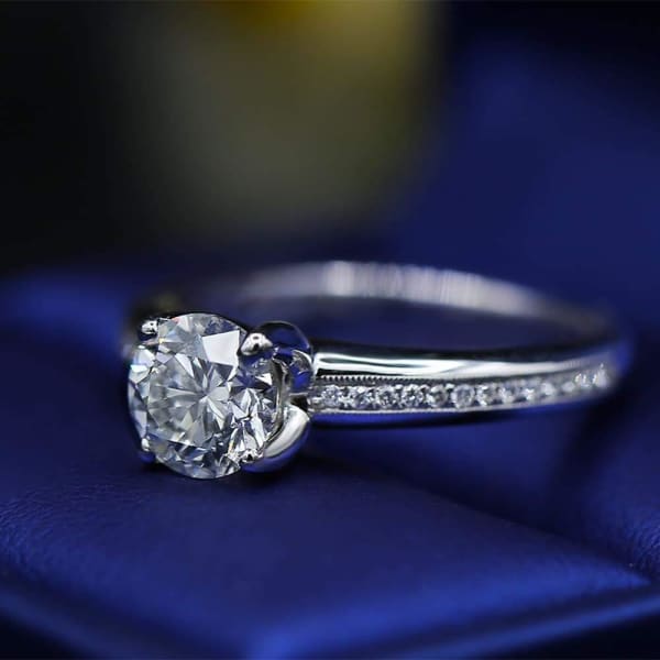 Elegant Engagement Ring with Center Certified 1.00ct. Round Diamond ENG-15500, enlarged image