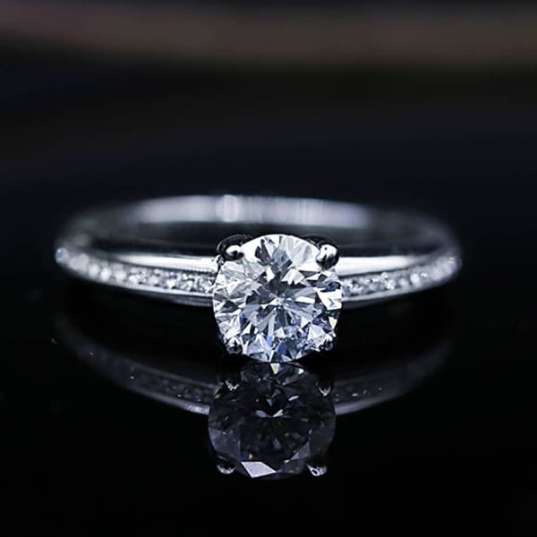 Elegant Engagement Ring with Center Certified 1.00ct. Round Diamond ENG-15500