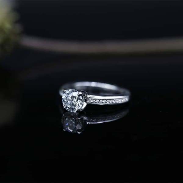 Elegant Engagement Ring with Center Certified 1.00ct. Round Diamond ENG-15500, Main view
