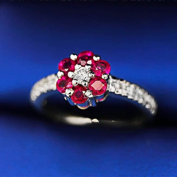 Elegant White Gold Pink Sapphires and Diamonds ring CSFL-350