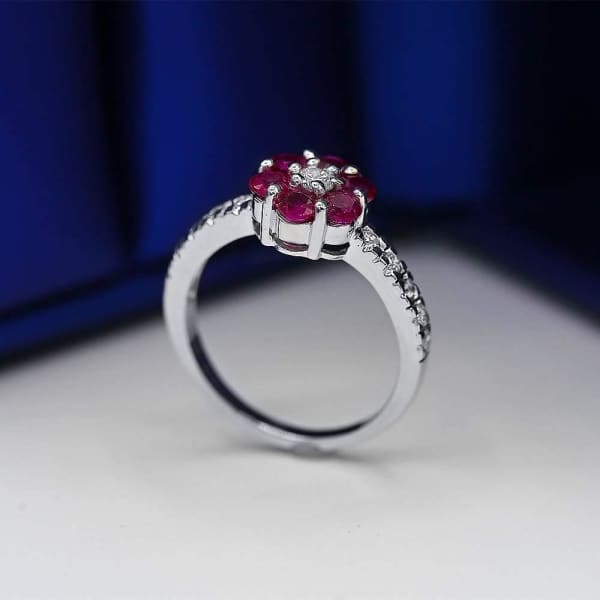 Elegant White Gold Pink Sapphires and Diamonds ring CSFL-350, Main view