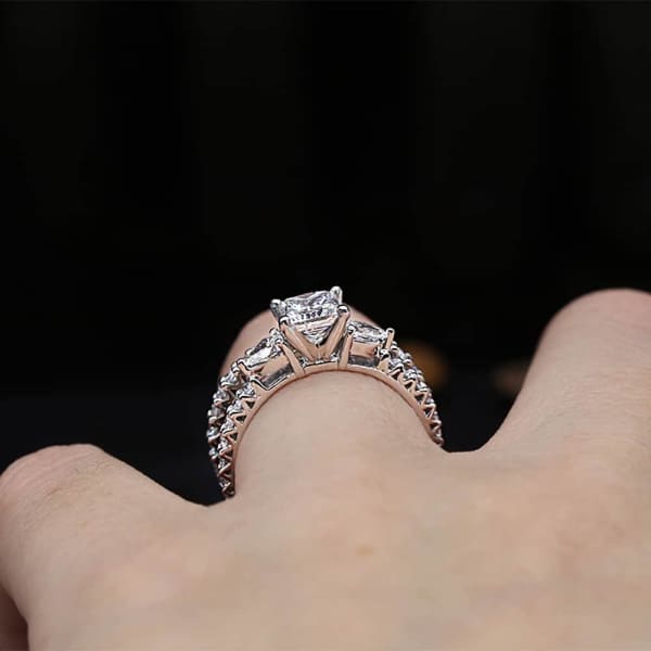 Engagement bridal set with 1.85 ct of Total Diamond Weight Eng-13003, Ring on a finger, side