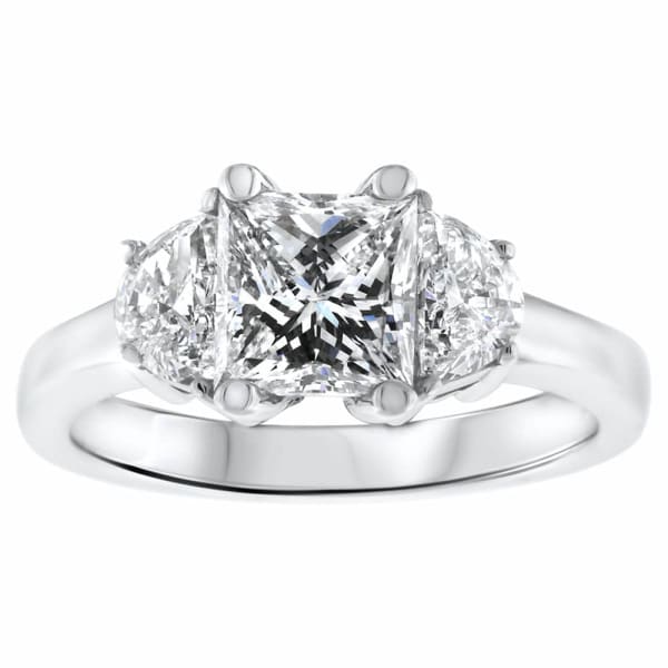 Engagement Ring Princess Cut With Half Moon Side diamonds N-173501