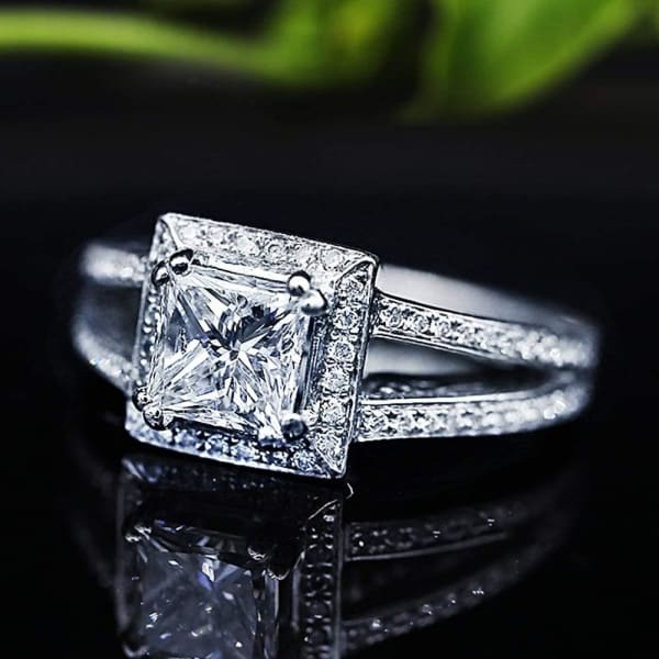 Extraordinary Engagement Ring with center 1.16ct Princess Cut Diamond RN-17500