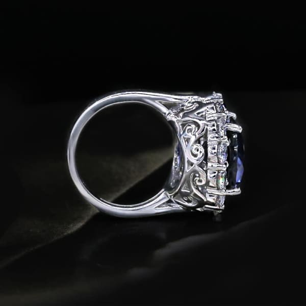 Fantastic Blue Sapphire and Diamonds on sides Ring DS-21005, side