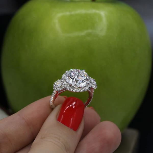 Fantastic Three stone Engagement ring with center round cut diamond ENG-64000
