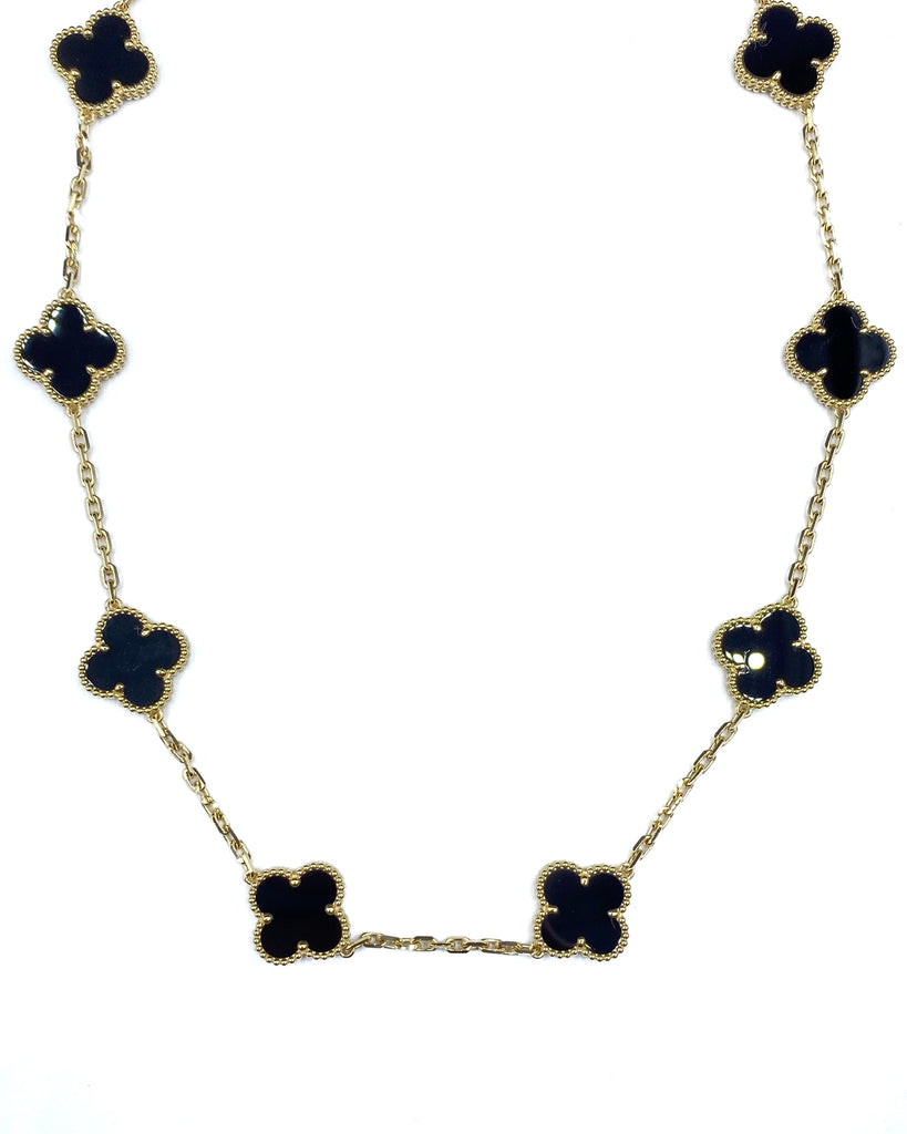 Fashion Short Necklace 18k Yellow Gold With Black Onyx - 