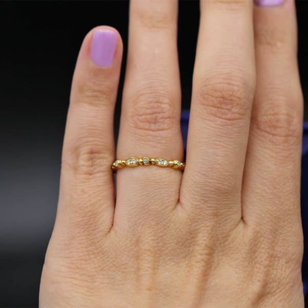 Fashion Yellow Gold Diamond Band BAN-2500, Ring on a finger
