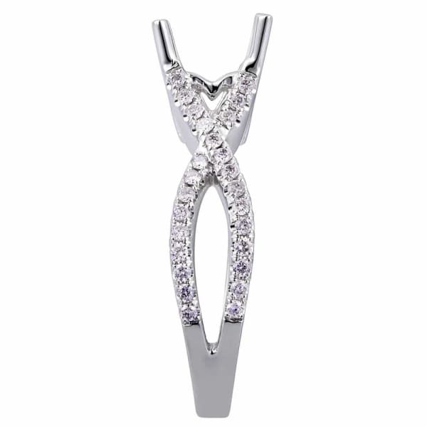 Feminine modern micro setting 18K white gold ring with .20ctw diamonds KR06392XD100, Side edge