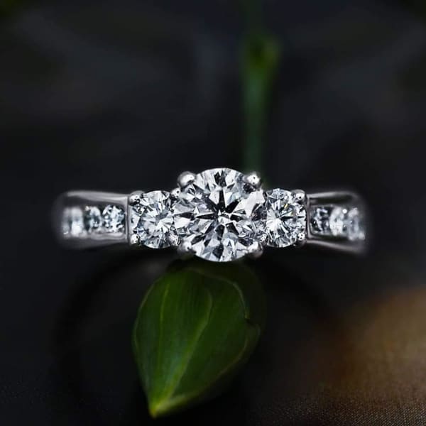GIA Certified 14k White Gold Engagement Ring features 1.00 ct of Diamonds ENG-12502 